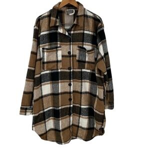 Oversized Plaid Shacket 2X Cozy Neutral Lumberjack Cottagecore Layering Jacket